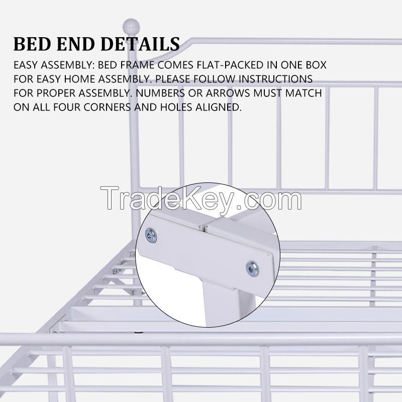 White Simple Modern Design All Iron Metal Double Bed Frame. Please Contact for Detailed Price