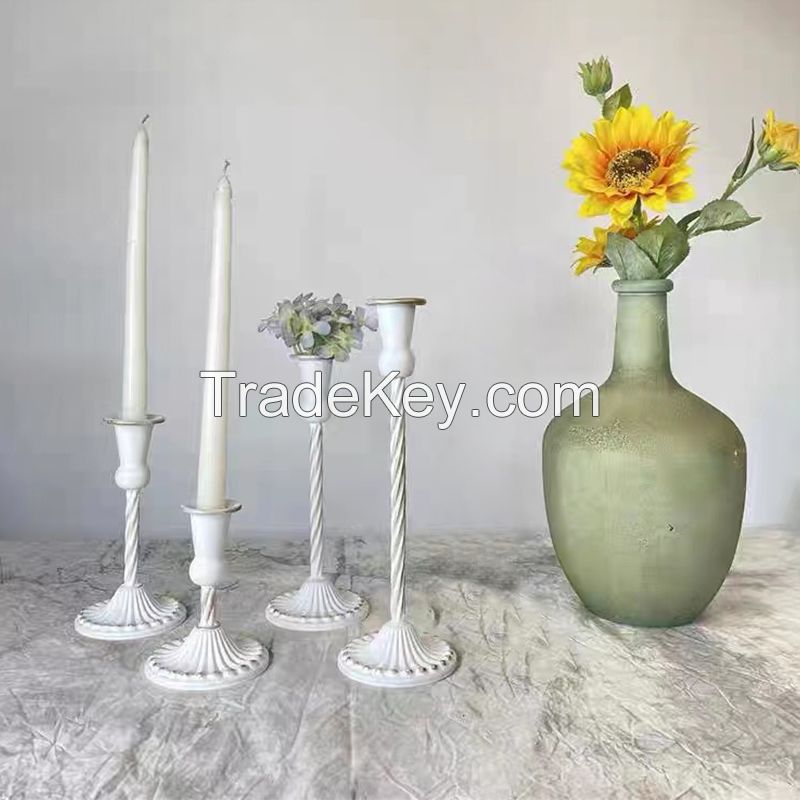 European-style wrought iron candlestick white decoration romantic wedding table candle candlelight dinner light luxury candlestick (four sizes, please consult the seller for detailed size)ï¼?MOQï¼?1000PCS