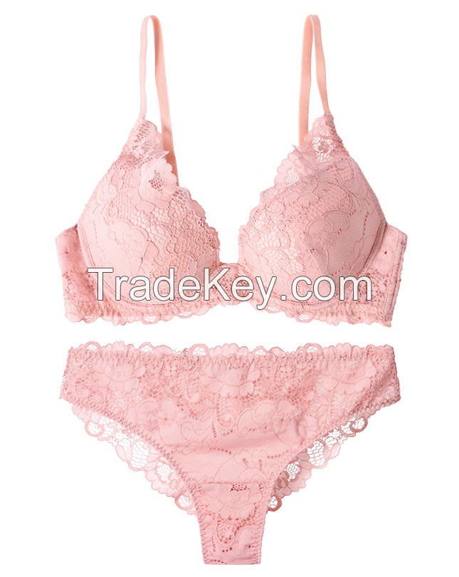 Sexy Lace See Through Big Cups C D E Comfort Fat Women Bra Brief Sets Plus Size Underwear