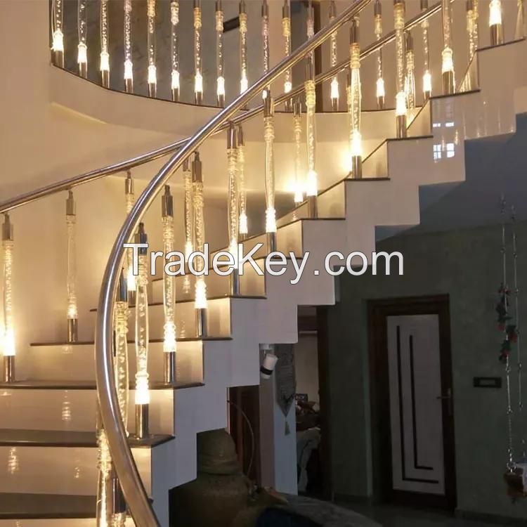 Kudas Customized Glass Pillars Stairs Crystal Stair Handrail Railings