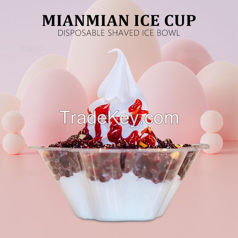 Disposable plastic ice cream plum bowl sand ice cup cotton ice bowl shaved ice bowl 100 pieces