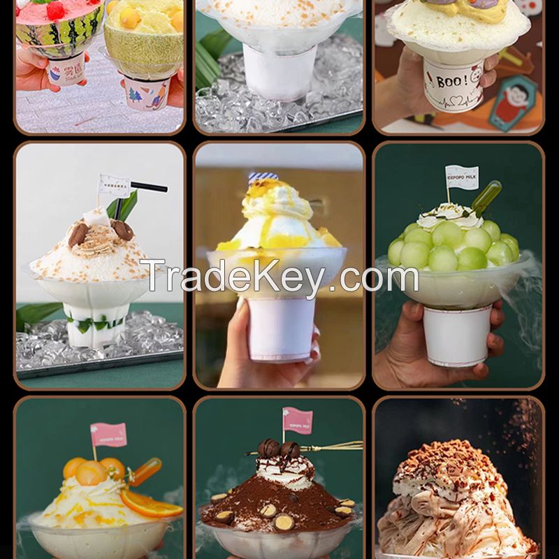 Disposable plastic ice cream plum bowl sand ice cup cotton ice bowl shaved ice bowl 100 pieces