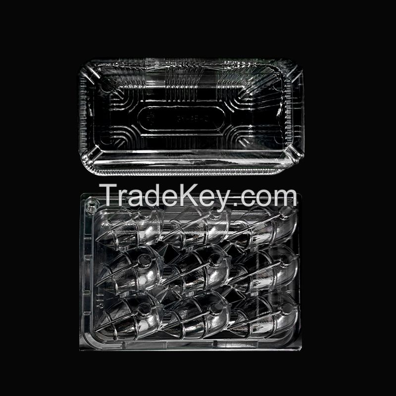 GANXIN food grade disposable supermarket fresh tray transparent plastic fruit and vegetable box tray vegetable and fruit packaging fresh-keeping box