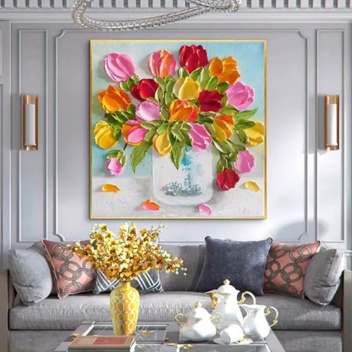 100% Hand-painted oil painting living room decoration abstract floral painting