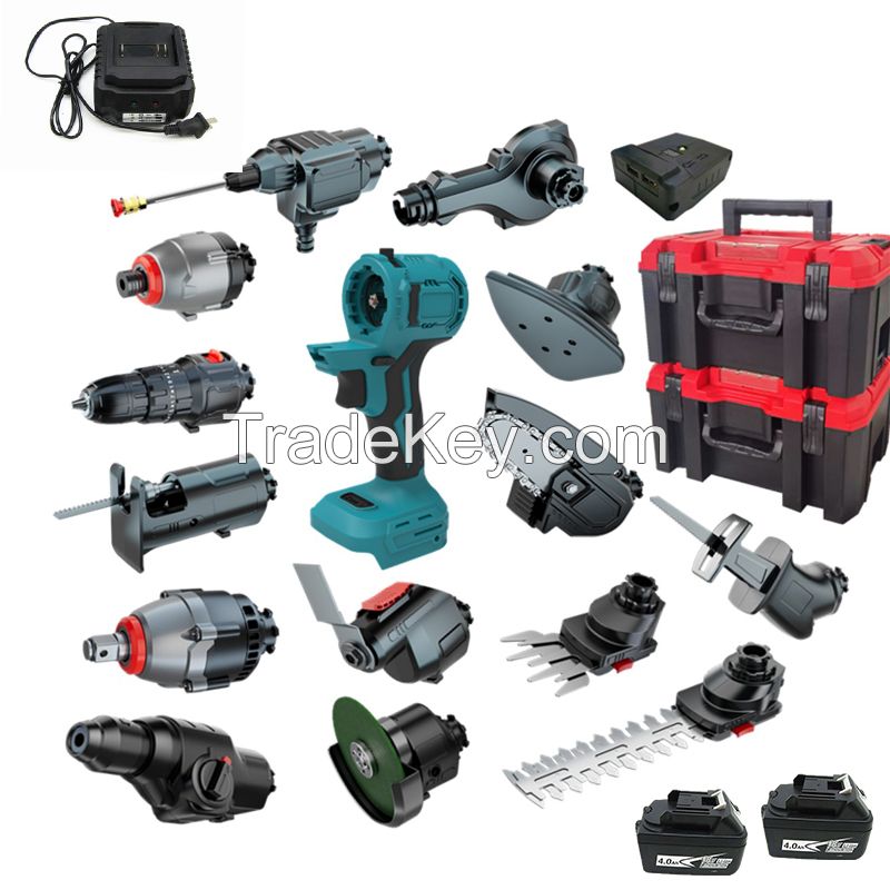 HENGLAI Amazon Hot Selling Ready to ship Power Tool Sets 20V DIY Cordless Drill Combo Set 20 in 1 Combo Kit Cordless