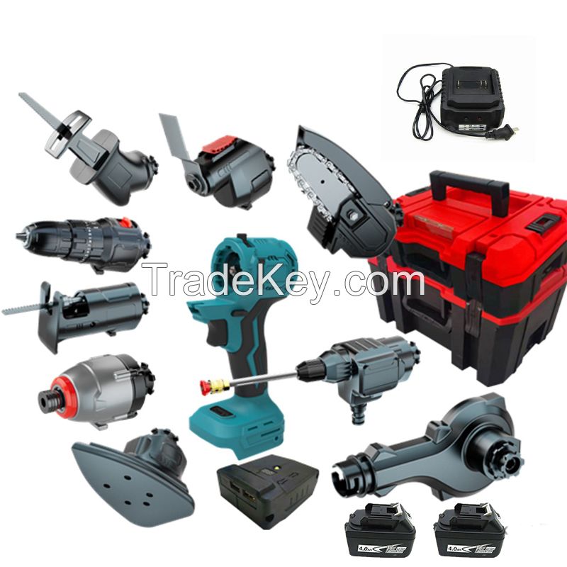 HENGLAI Amazon Hot Selling Ready to ship Power Tool Sets 20V DIY Cordless Drill Combo Set 20 in 1 Combo Kit Cordless