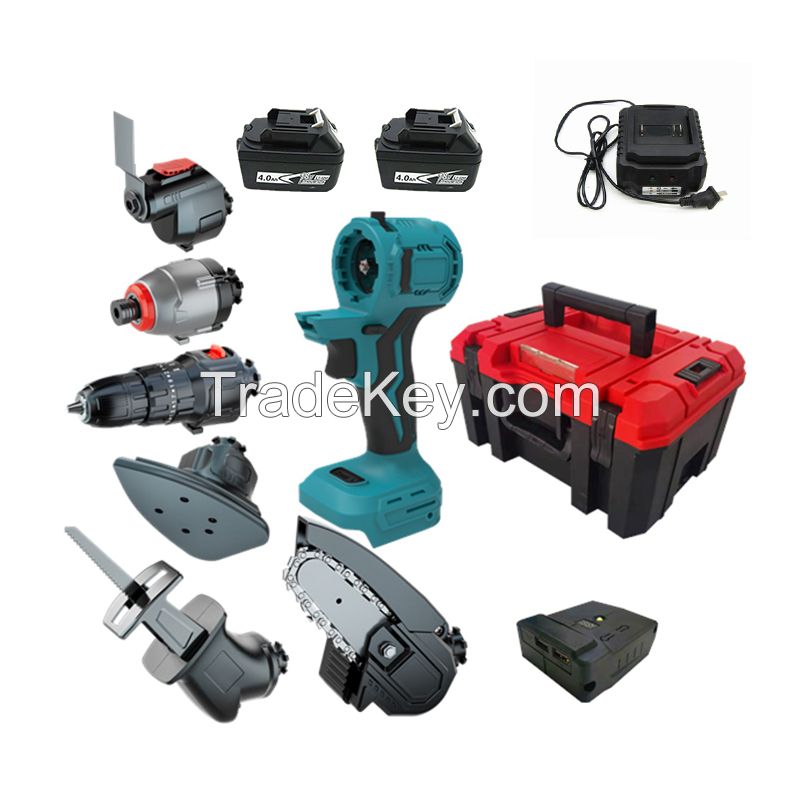 HENGLAI Amazon Hot Selling Ready to ship Power Tool Sets 20V DIY Cordless Drill Combo Set 20 in 1 Combo Kit Cordless