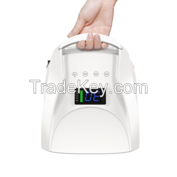 Acetone Proof 108W  Cordless Rechargeable LED/UV Nail Lamp with handle white color 