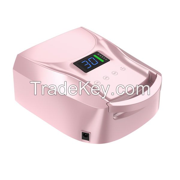 Acetone Proof 108W  Cordless Rechargeable LED/UV Nail Lamp with handle white color 