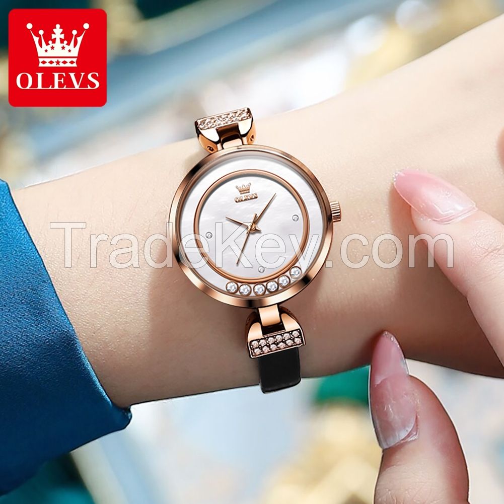 OLEVS 5540 Women Watch Simple Leather Ladies Wristwatches Charming Elegant Dress Lady Watches Quartz Female Clock