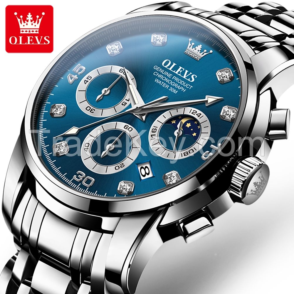 OLEVS 2889 Watch Fashion Luxury Stainless Steel back cover Band Quartz Watches For Men