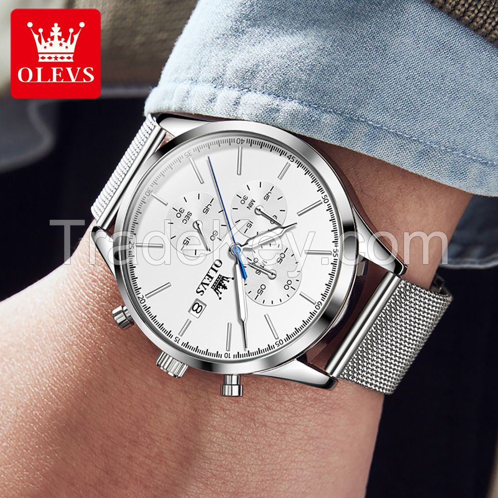 OLEVS 2881 Mens Ultra Thin Stainless Steel Mesh Belt Watch Luxury Men&amp;amp;#039;s Watch Business Casual Quartz Watch