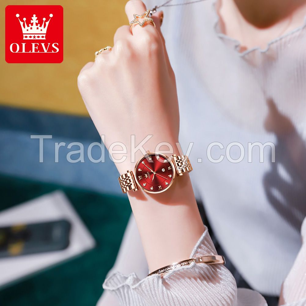 5866 OLEVS Fashion Women WristWatch Beatiful Dress Quartz Watch Water Resistant Feature Power Reserve Analog Watch Women