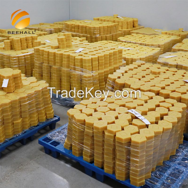 Beehall Natural Pure Organic HACCP GMP Cosmetic Candle Medicine Grade Bulk Yellow and White Honey Beeswax Pellets Beeswax Block