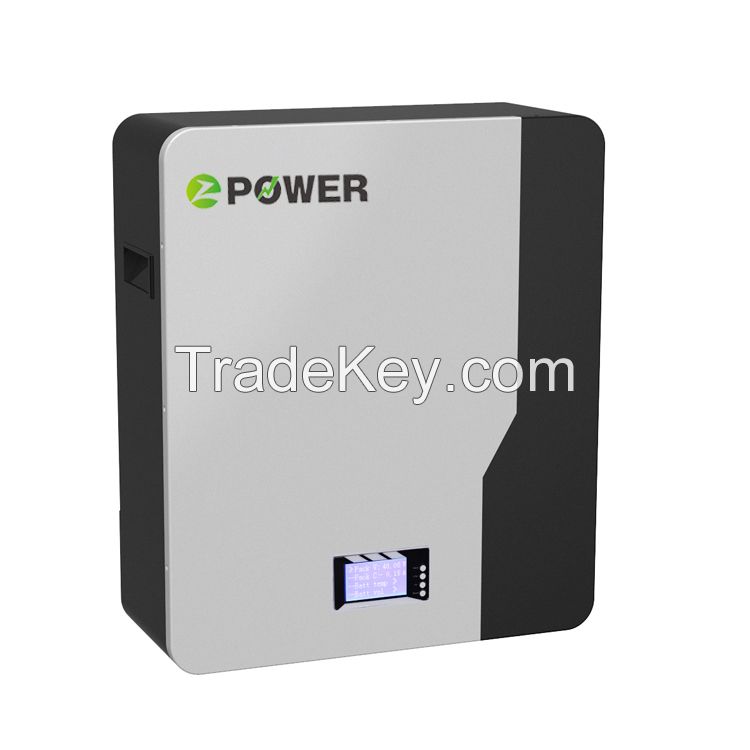 Customizable Power Wall Lifepo4 Battery Packs 5kwh 51.2v Home Energy Storage System 100ah Wall Mounted Energy Storage Battery