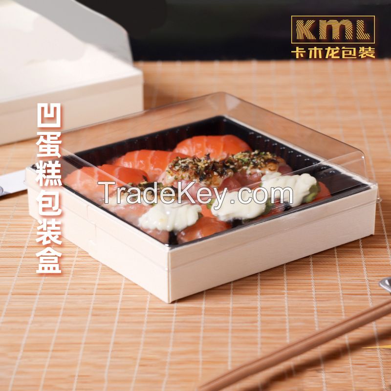 Disposable hamburger cake transparent plastic lids Hard Wooden oil-proof boxes