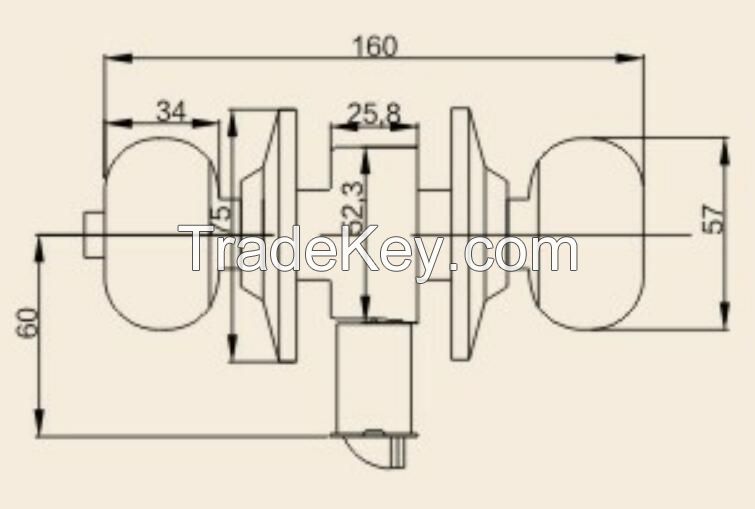 Cylindrical Door Knob Key Lock