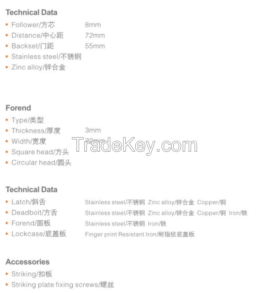 Euro Profile High Quality 55/72 Mortise Lock/Lock Body