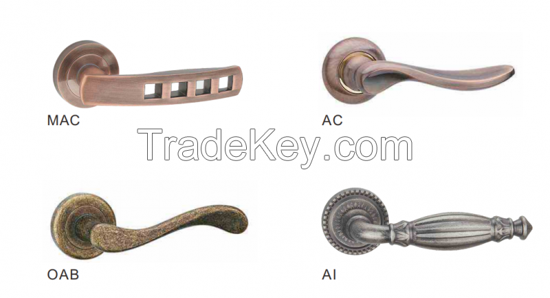 Heavy Duty Zinc Alloy Door Handle on Rosette (Rose)