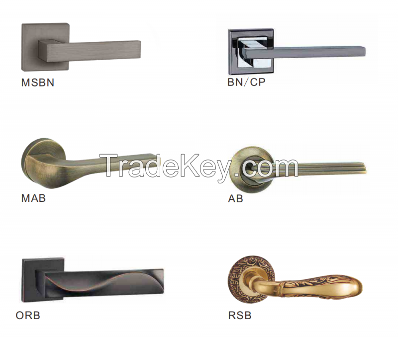 Heavy Duty Zinc Alloy Door Handle on Rosette (Rose)