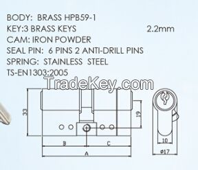 Euro Profile Brass Lock cylinder Breaker Strip Easy Snap