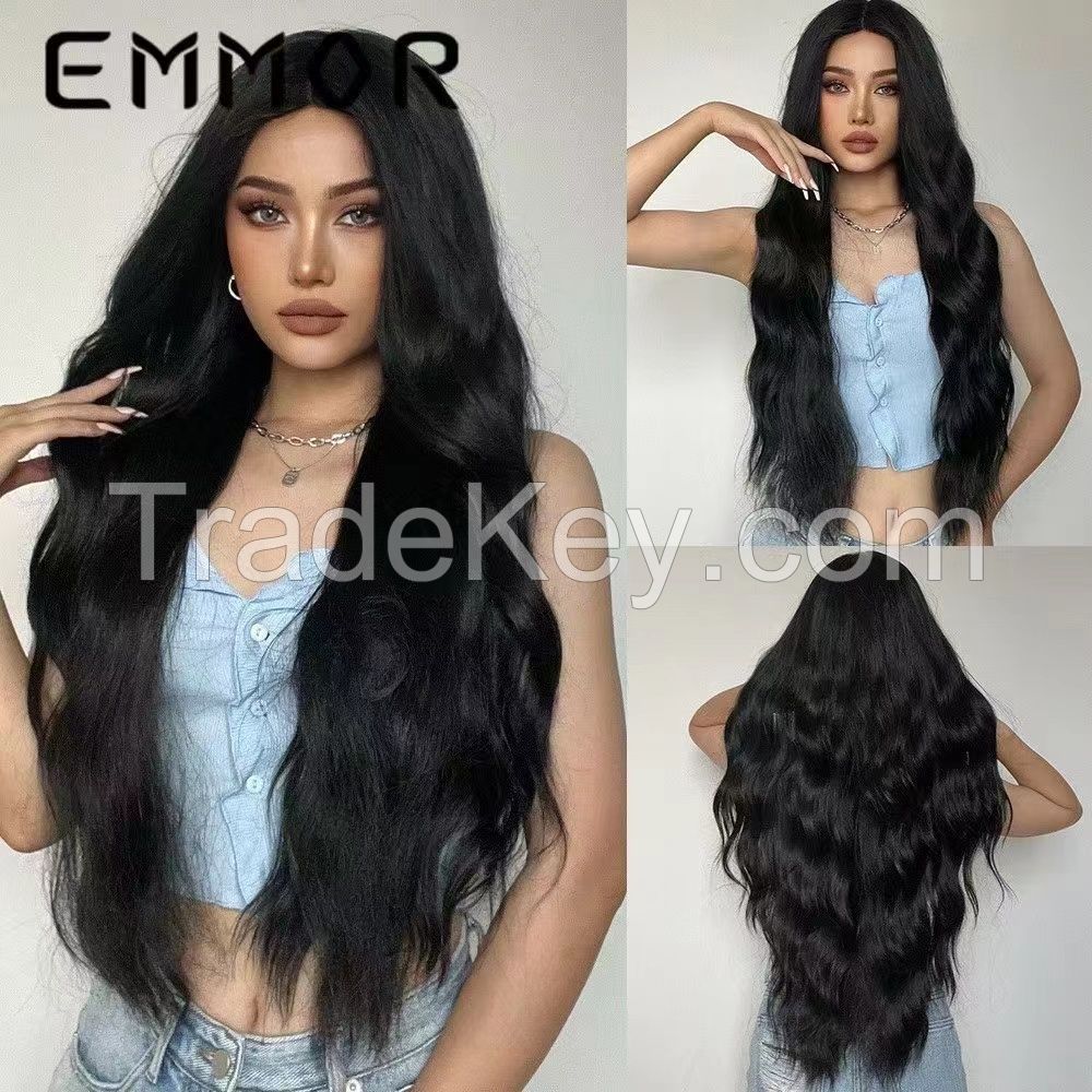 Customized Factory Wholesale Synthetic Hair All Colors Straight Natural Wave Centre Parting Front Lace Wig For Women