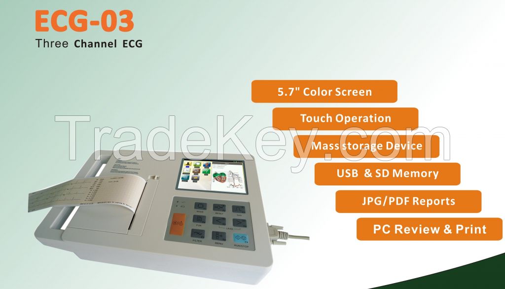 Portable Ecg Ekg 3channel Electrocardiograph Touch Screen Ecg/Ekg Machine &amp;amp;amp;amp;amp;amp;amp;amp;amp; Ecg Machine