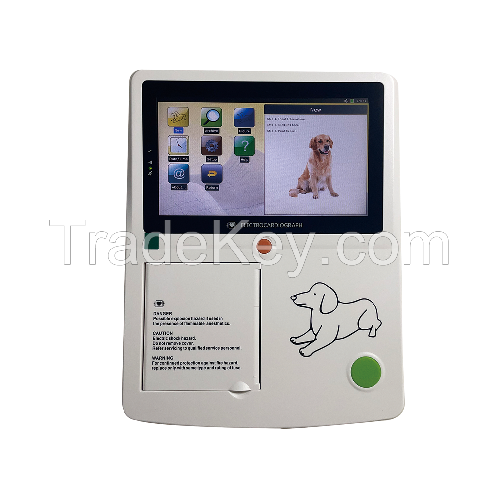 7 Lead Handheld Vet Animal 3 Channel Ecg Veterinary Portable Electrocardiograph Machine