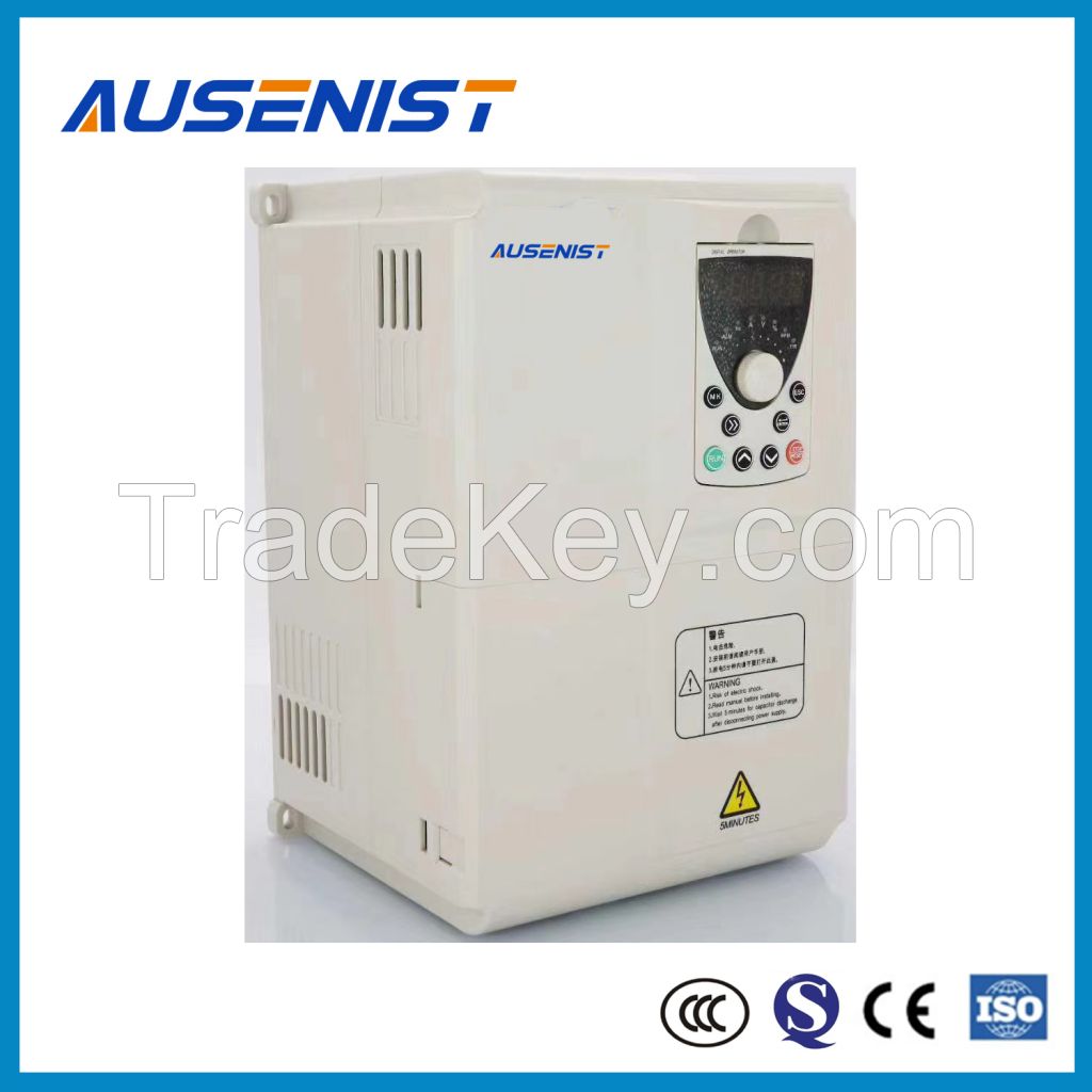 Ausenist VFD Motor Controller 4/5.5kw 7.5/11kw 220V 380V/400V Frequency Inverter 3 Phase 50/60Hz OEM CE Certification