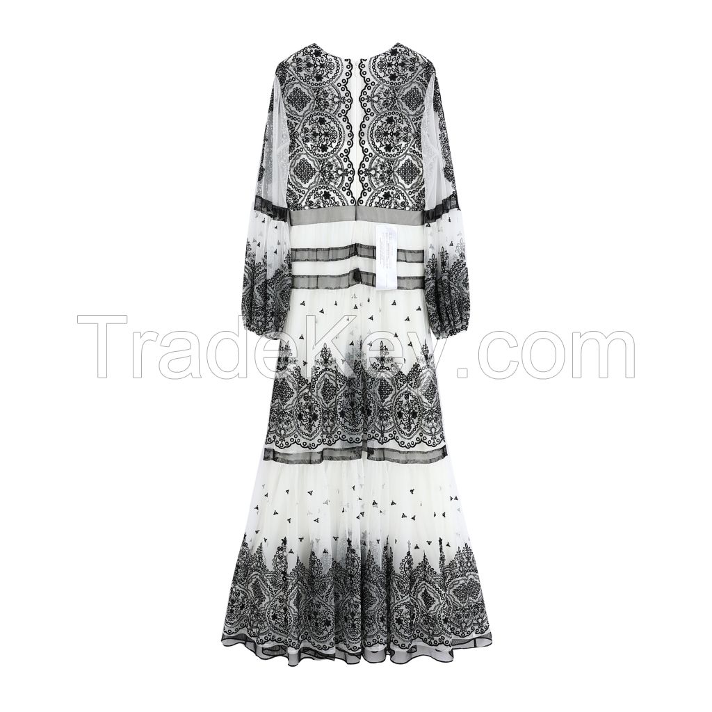 Custom Embroidered hollow lace dress