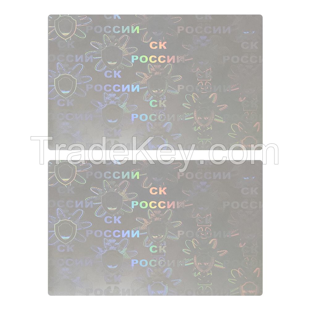 86*54mm Custom Transparent PET hologram holographic overlay sticker/ transparent laser hologram label