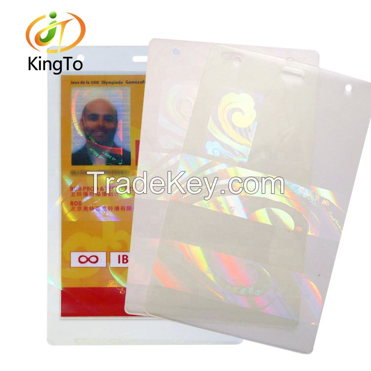 ID Card Size Clear Hologram Laminating Pouches OEM Custom Holographic Transparent Hot Seal Laminated Pouches