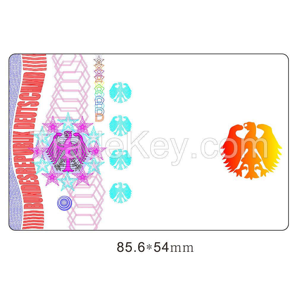 86*54mm Custom Transparent PET hologram holographic overlay sticker/ transparent laser hologram label