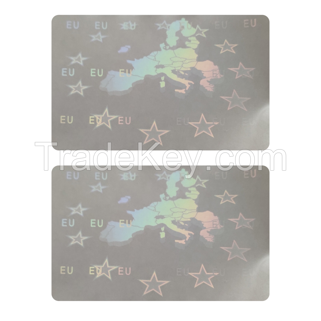 Custom Transparent Id Hologram Overlay Logo Luminous Label Sticker License Holographic Overlay For Pvc Id Cards