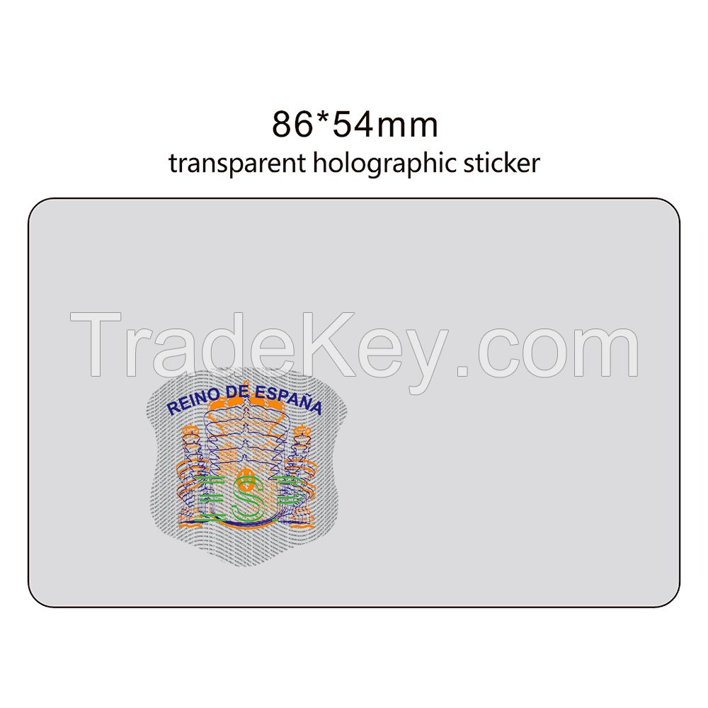 Transparent Clear Hologram Laminated Id Cards' Film Overlay Holographic Sticker Overlay