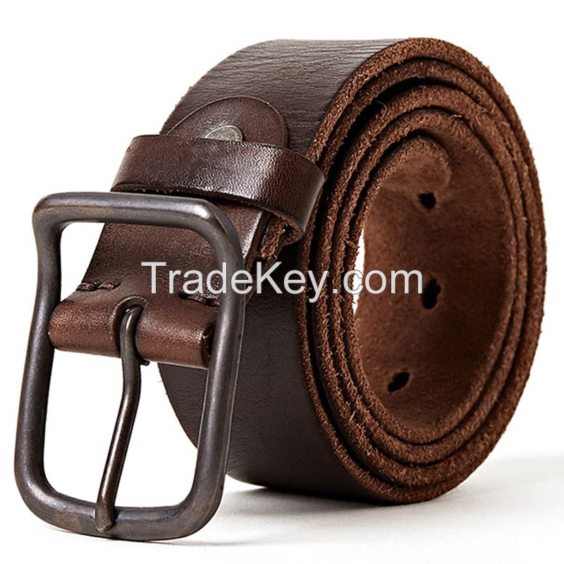 Vegetable Leather Men Belt Cowskin Waistband Men Vintage Leather Strap