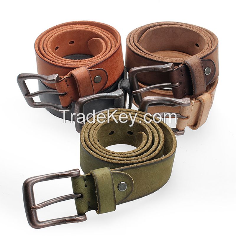 Heavy Duty Work Belt for Men 100% Real Leather Pin Buckle Jeans Belt