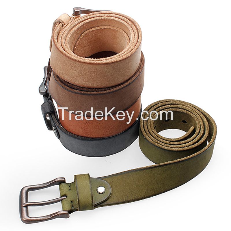 Heavy Duty Work Belt for Men 100% Real Leather Pin Buckle Jeans Belt