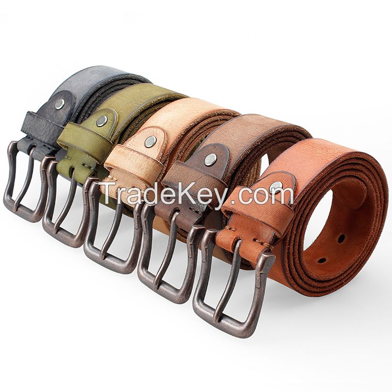 Heavy Duty Work Belt for Men 100% Real Leather Pin Buckle Jeans Belt