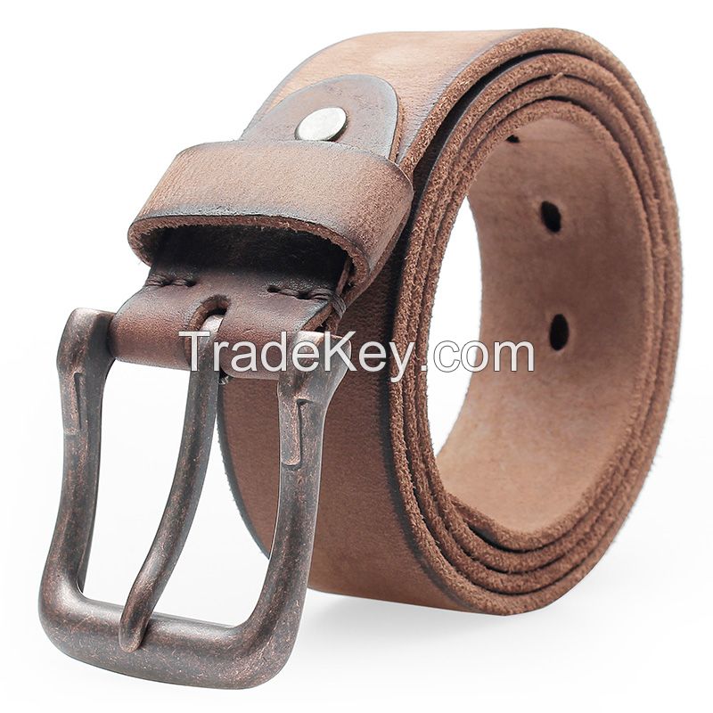 Heavy Duty Work Belt for Men 100% Real Leather Pin Buckle Jeans Belt