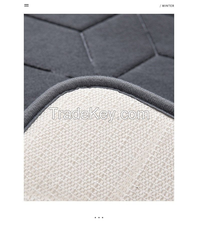 Coral velvet carpet two-piece set of U-shaped waterproof and anti-skid mat Bathroom anti-skid mat Bathroom toilet base edge mat