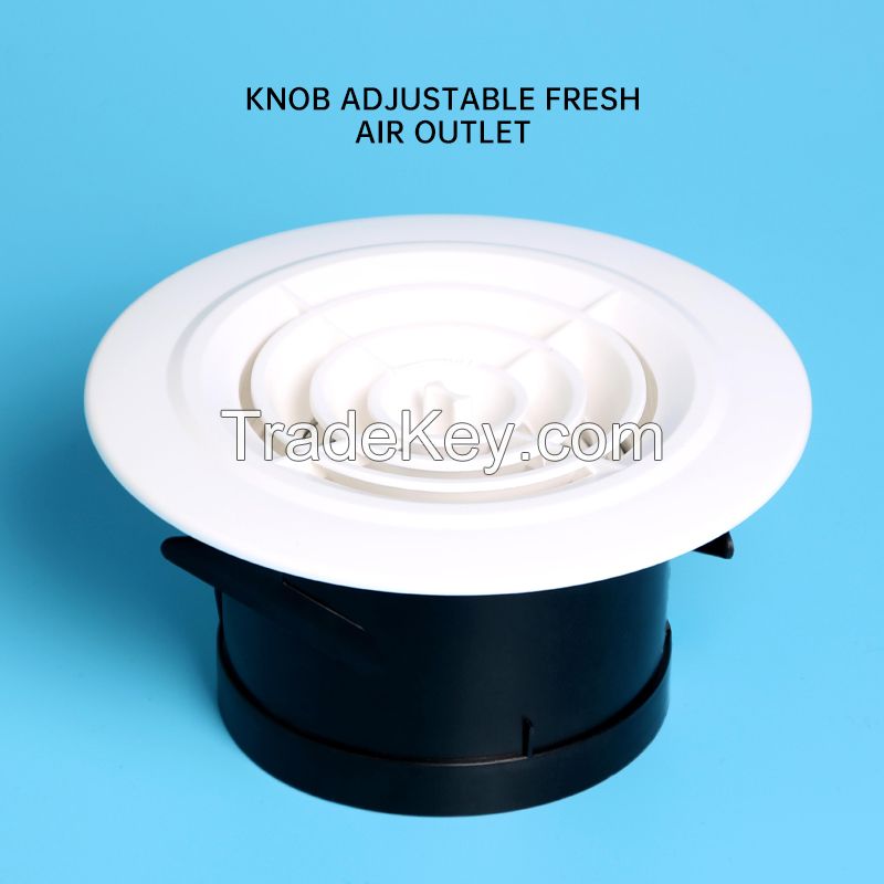 Fresh air exhaust louver tuyere circular ABS adjustable indoor duct air outlet vents with various sizes of interface Adjustable disc tuyere (please contact customer service before placing an order)