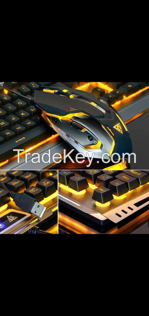 II keyboard Mechanical Gaming Keyboard and Mouse Combo Rainbow Backlit Keyboards Wire Mouse for PC Gamer Computer Laptop