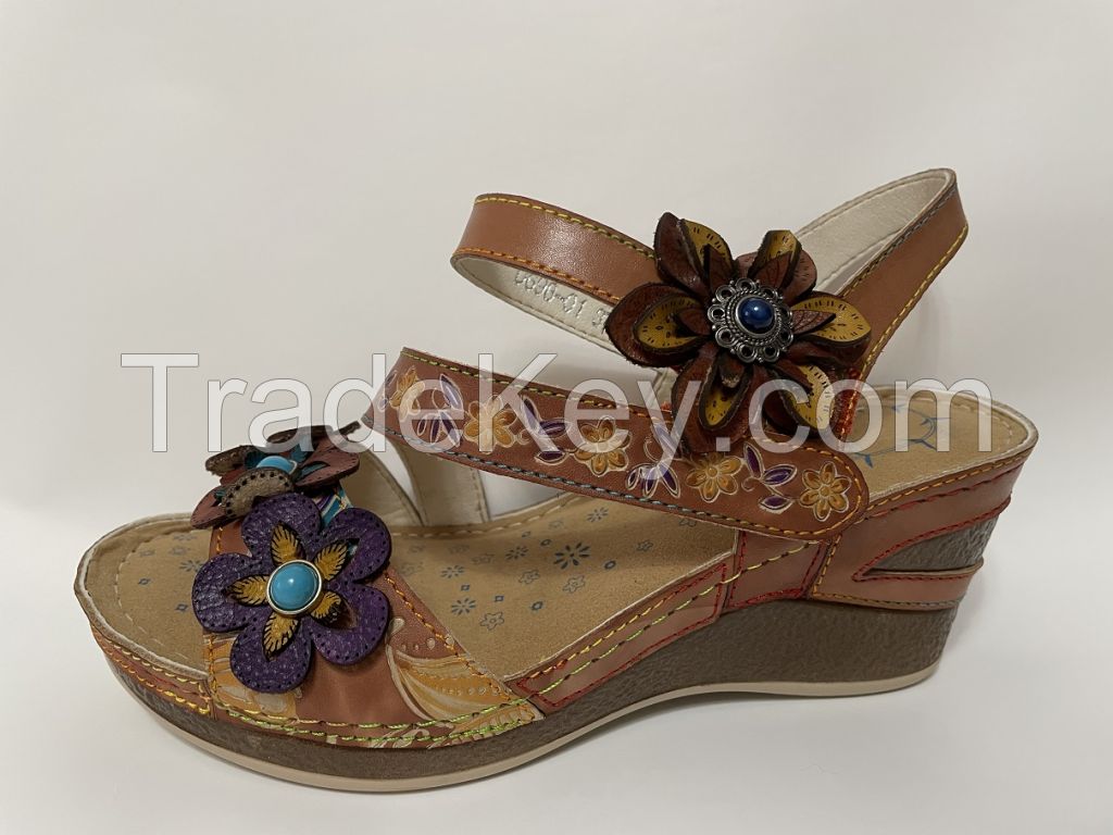 HAND MADE HAND PAINTED LEATHER SANDAL