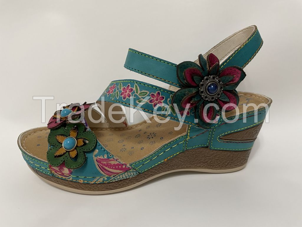 HAND MADE HAND PAINTED LEATHER SANDAL