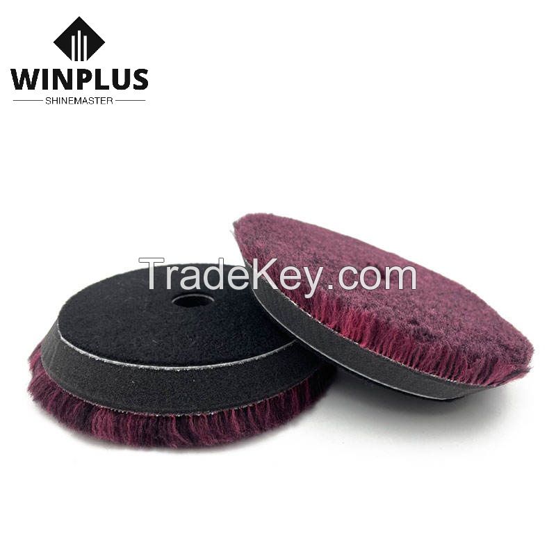 Maroon Buffing Wool Pad 5 Inch 100% Wool Dual Action Polisher Pas For Car Polishing