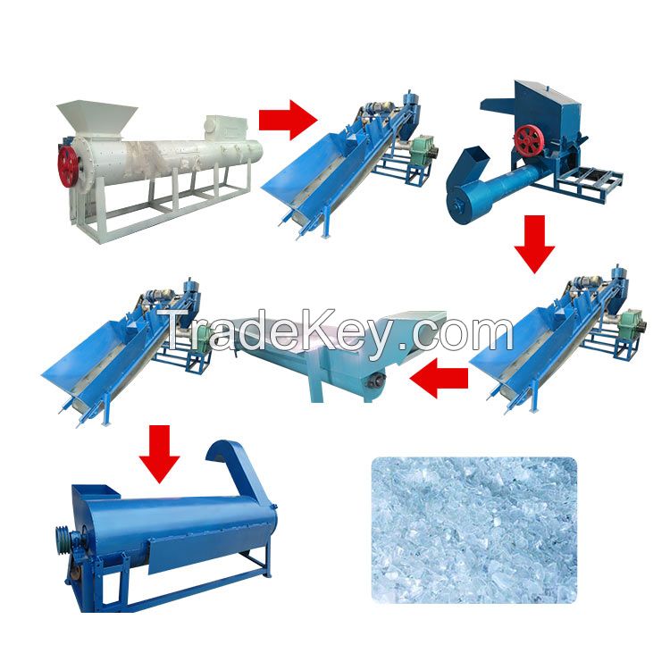 Plastic hdpe Pet Water Bottle Flakes Crushing Washing Recycling Line