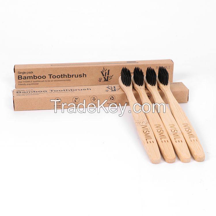 Hot selling biodegradable tooth brush charcoal bamboo toothbrush with logo