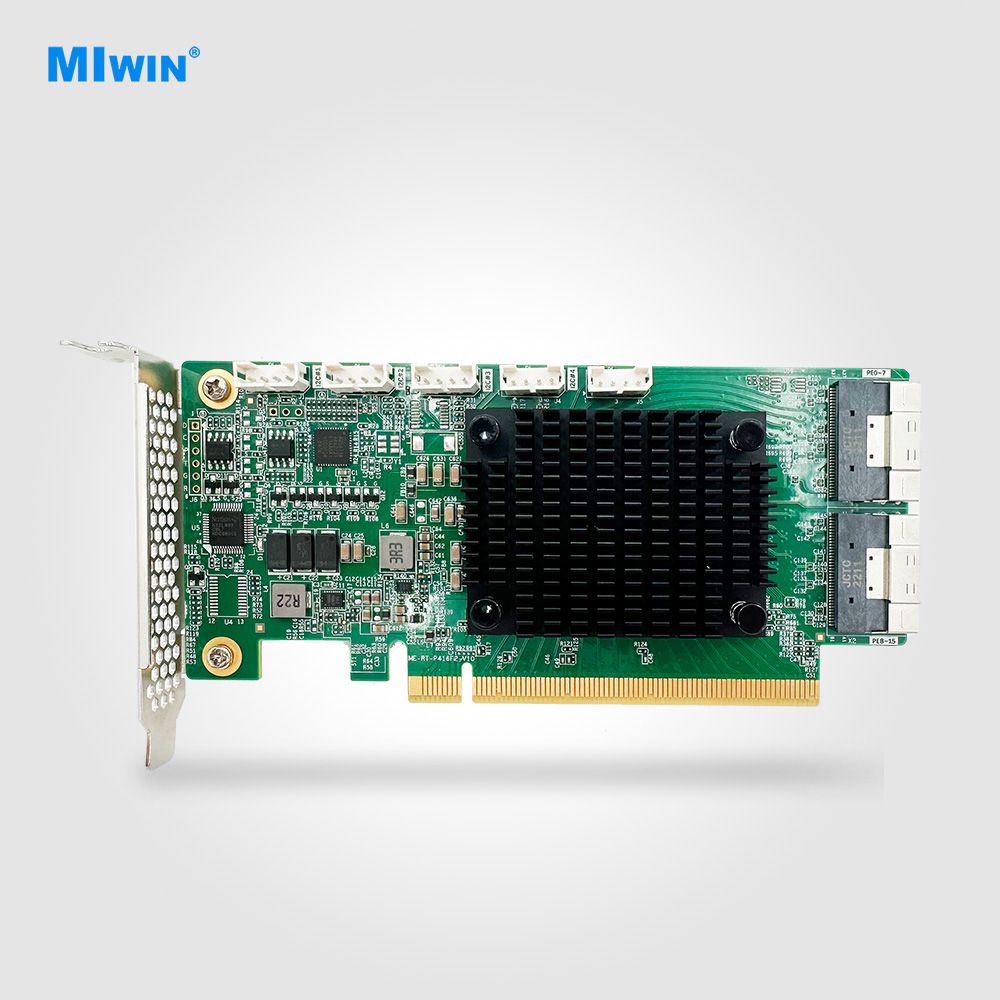 MIwin Custom Pcie 4.0 X16 to 2* SFF 8654 X8 Switch Riser Card Direct ...
