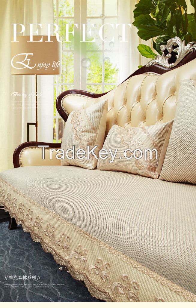 European sofa cushion summer luxury four seasons non slip leather fabric American sofa cushion cover customized